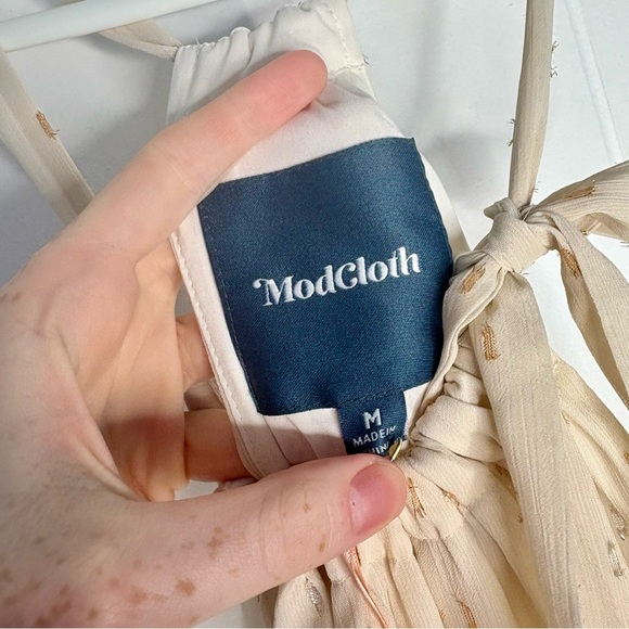 NWT ModCloth Illuminated Elegance Chiffon Maxi Dress Ivory Wedding Bridesmaid - Picture 6 of 11